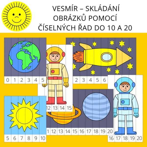 VESMÍR – SKLÁDÁNÍ OBRÁZKŮ POMOCÍ ČÍSELNÝCH ŘAD DO 10 A 20