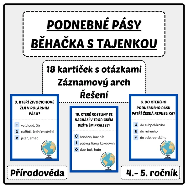 Podnebné pásy - Běhačka s tajenkou