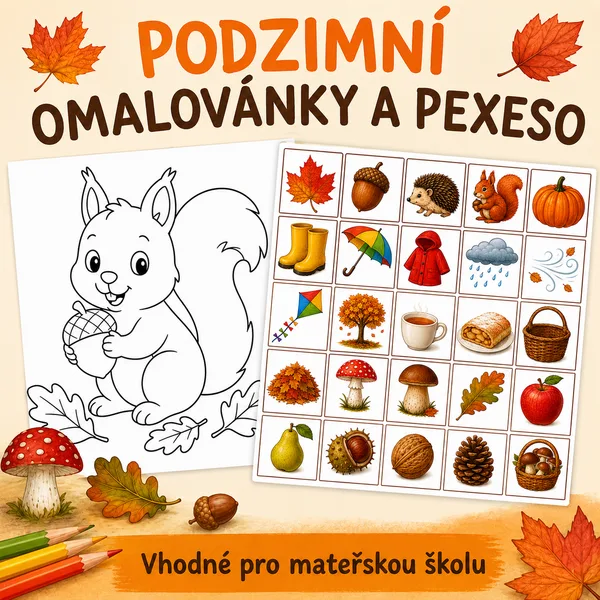 Podzimní omalovánky a pexeso