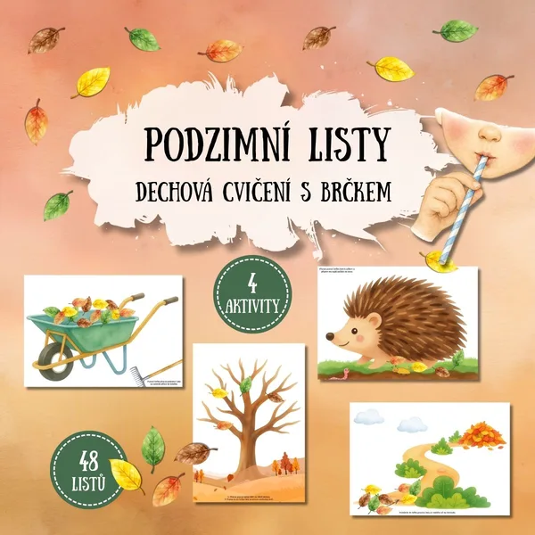 Podzimní listy - dechová cvičení s brčkem