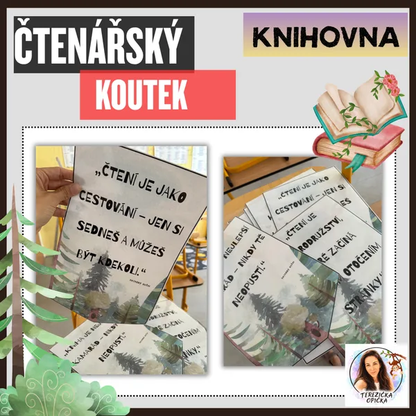 Čtenářský koutek / kniha / výzdoba třídy / les