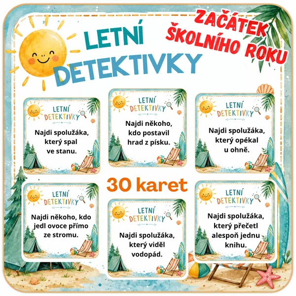 Kartičky na začátek školního roku / Letní detektivky
