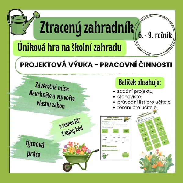 Ztracený zahradník - úniková hra na školní zahradu