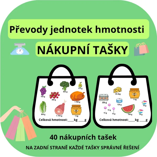 Převody jednotek hmotnosti- nákupní tašky