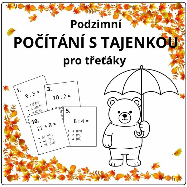 Podzimní počítání s tajenkou pro třeťáky