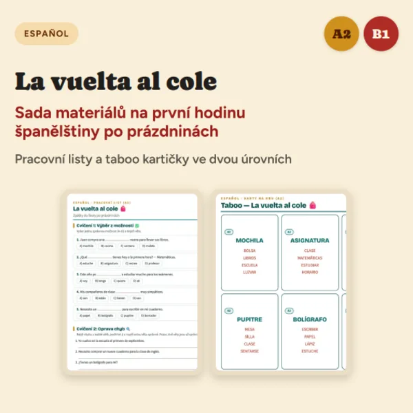 Zpátky do školy (španělština) / La vuelta al cole (A2, B1)