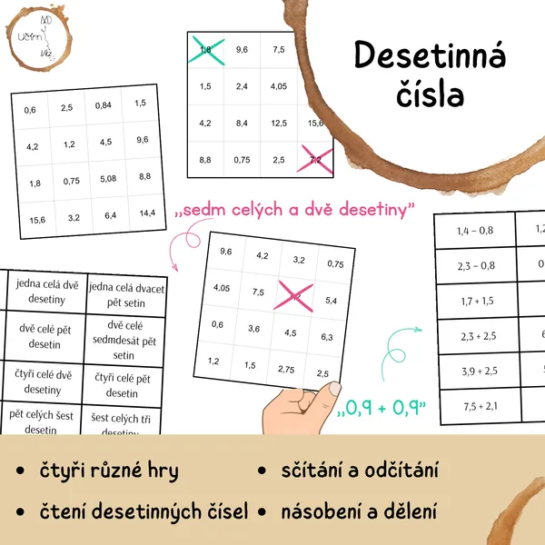 Desetinná čísla - BINGO 4v1