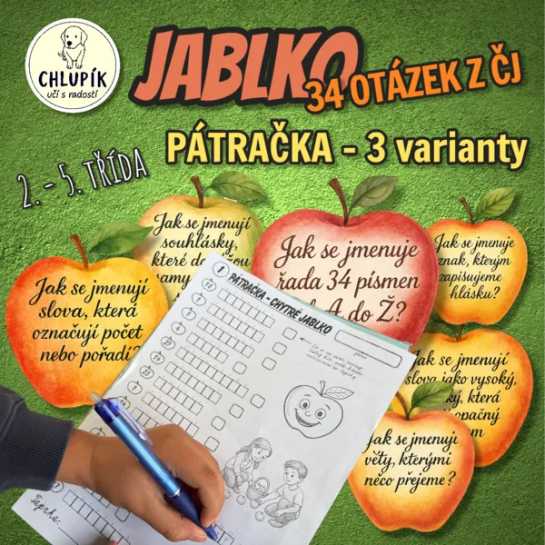 Jablko - PÁTRAČKA (34 POJMŮ Z ČJ)