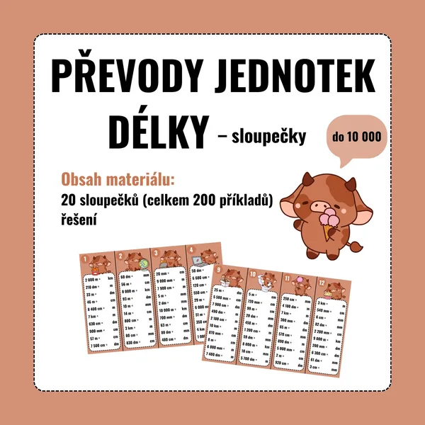 PŘEVODY JEDNOTEK DÉLKY (do 10 000) – sloupečky