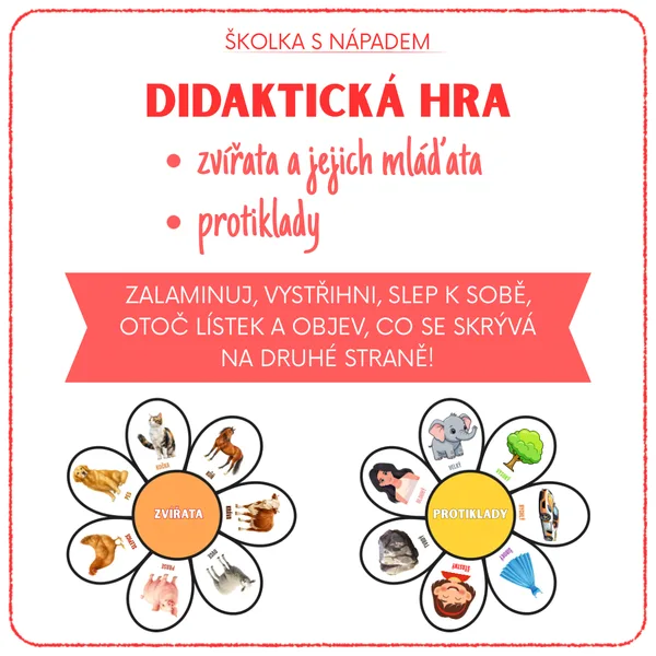 Otoč a objevuj- Zvířata a jejich mláďata, protiklady