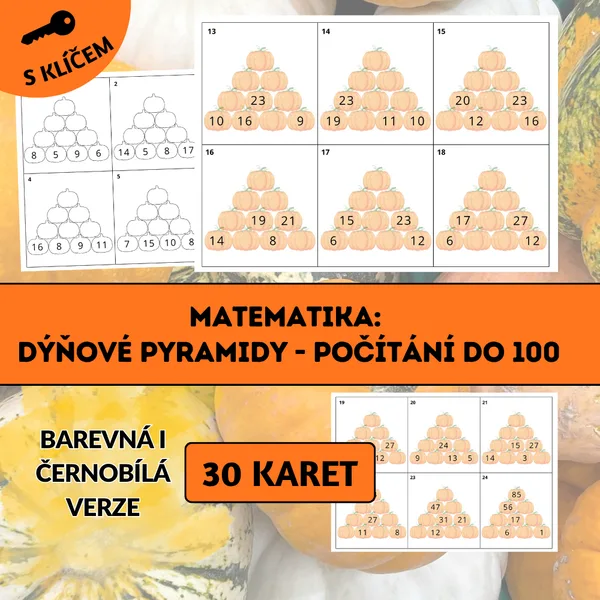 Matematika: Dýňové pyramidy – počítání do 100
