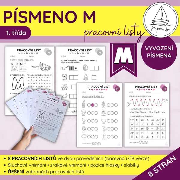 Písmeno M | 8 pracovních listů