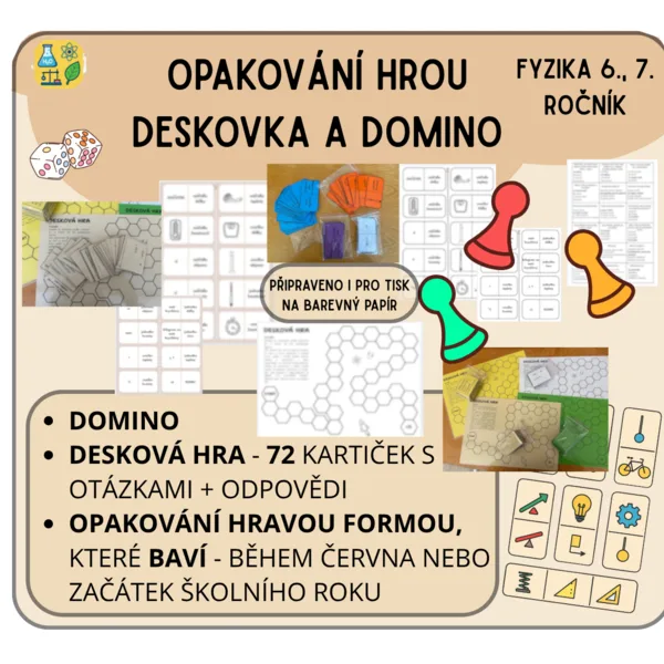 Opakování hrou, deskovka, domino, FYZIKA 6, 7