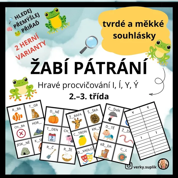ŽABÍ PÁTRÁNÍ - tvrdé a měkké souhlásky
