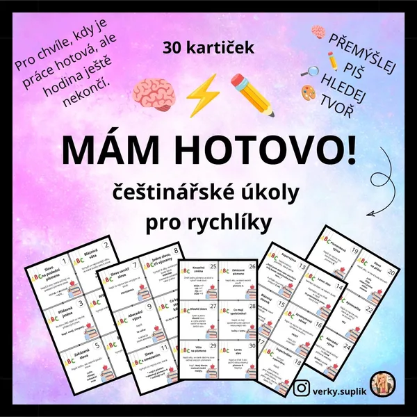 MÁM HOTOVO!  - Češtinářské úkoly pro rychlíky