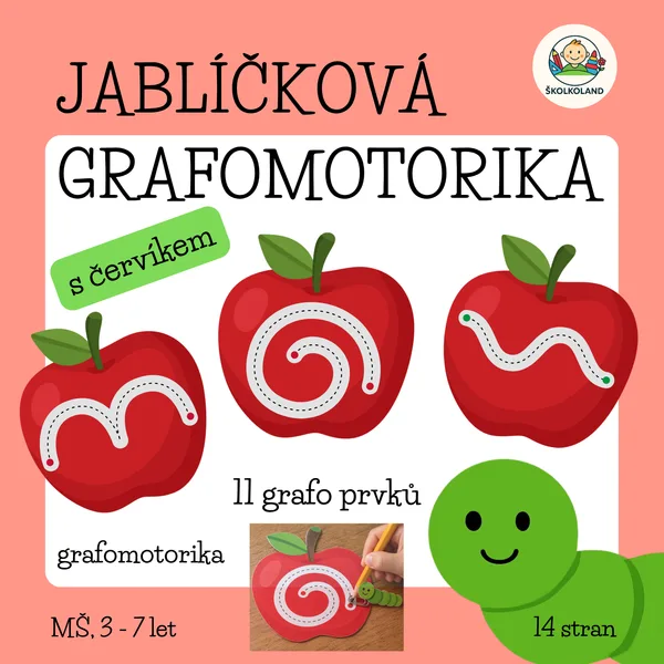 Jablíčková grafomotorika s červíkem – podzimní aktivita pro MŠ