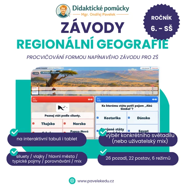 ZÁVODY: REGIONÁLNÍ GEOGRAFIE (Procvičování formou napínavého závodu)