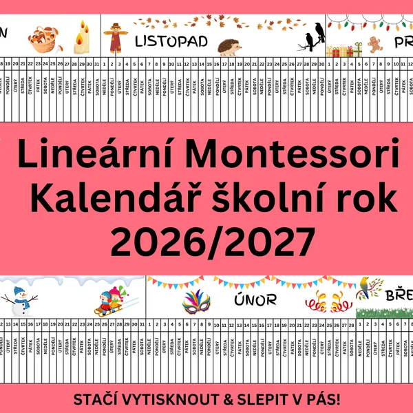 Lineární Montessori Kalendář Školní rok 2026/2027