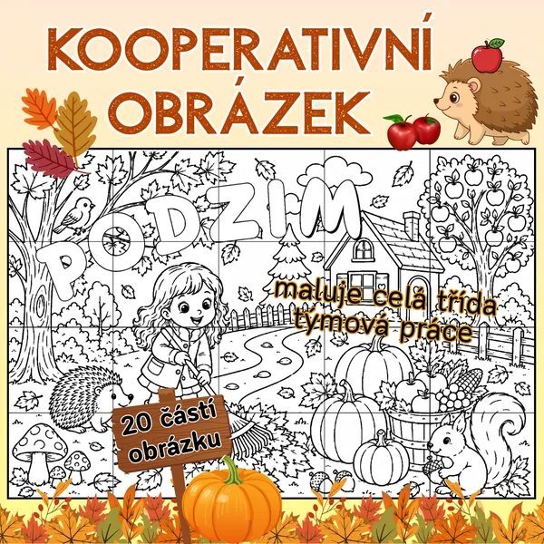Kooperativní obrázek - podzim/podzimní omalovánka