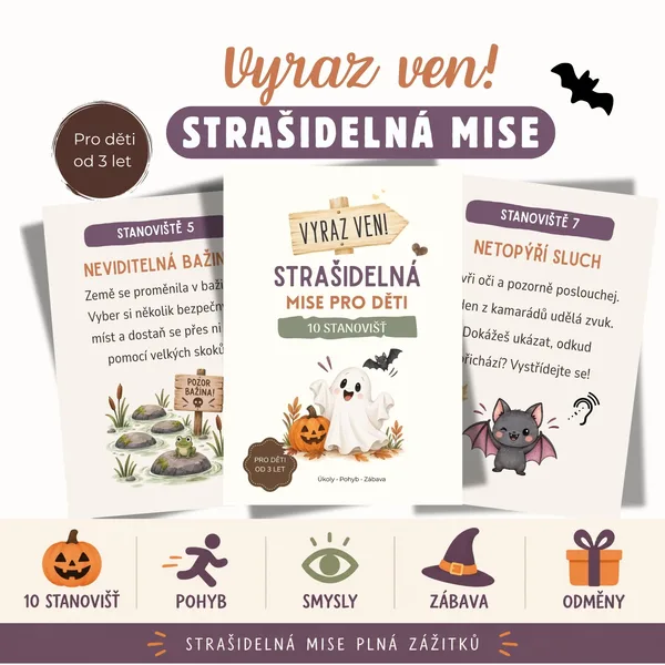 Vyraz ven! – Strašidelná mise pro děti | 10 hravých stanovišť (3+)
