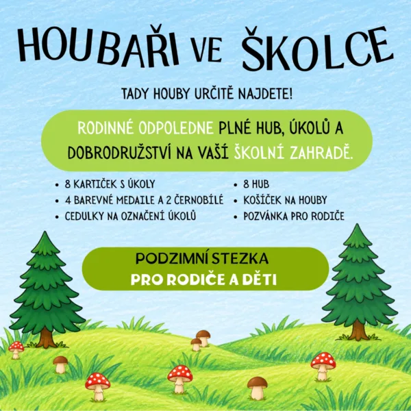 Houbaři ve školce - stezka na rodinné odpoledne v MŠ