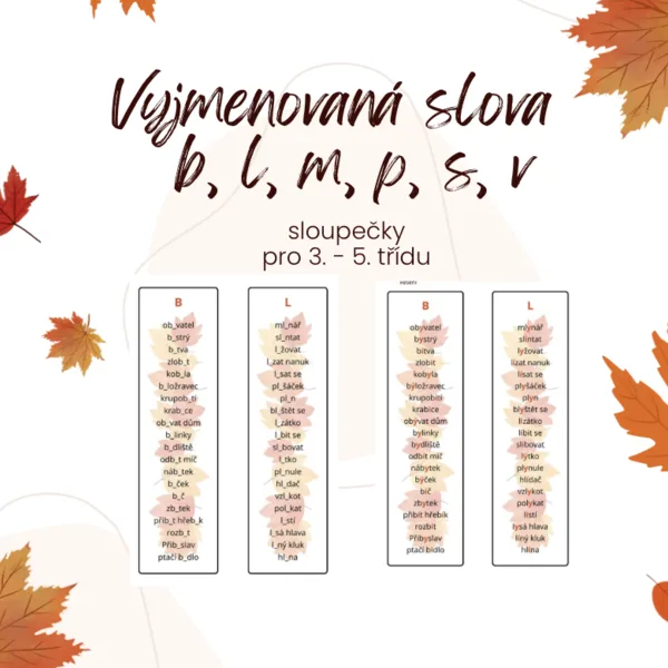 Vyjmenovaná slova - sloupečky pro 3. - 5. třídu
