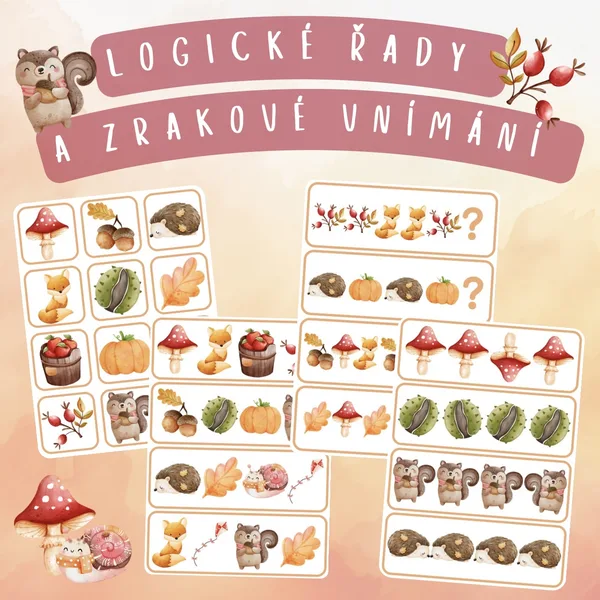 Skládání řady podle předlohy, logické řady a zrakové vnímání - Podzim