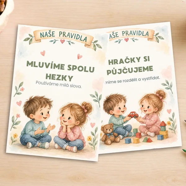 NAŠE PRAVIDLA – 10 akvarelových pravidel do mateřské školy