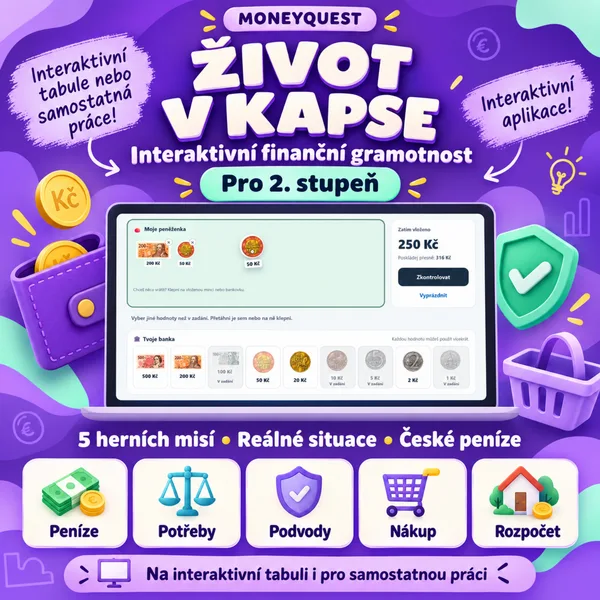 MoneyQuest: Život v kapse – interaktivní hra finanční gramotnosti 💰