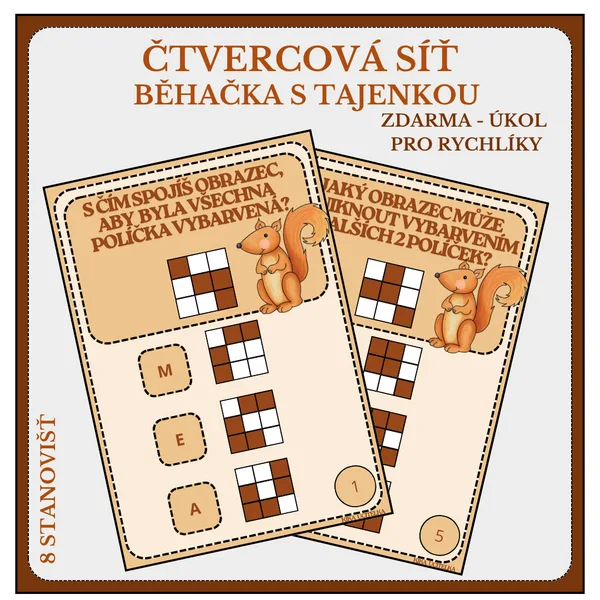 Čtvercová síť - běhačka s tajenkou (podzim)