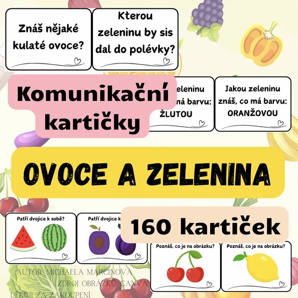 OVOCE a ZELENINA - 160 kartiček do komunitního kruhu