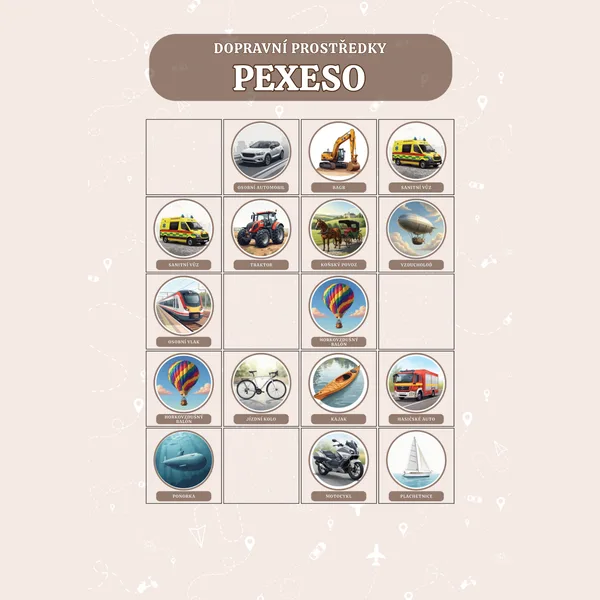 Dopravní prostředky – pexeso