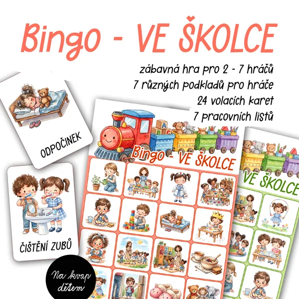 Ve školce: bingo, demonstrační karty a pracovní listy
