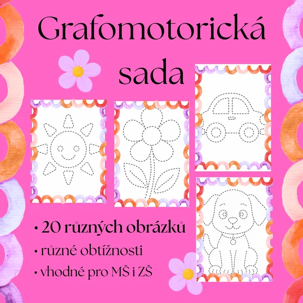 Grafomotorika: Sada 20 obrázků 🎨✏️