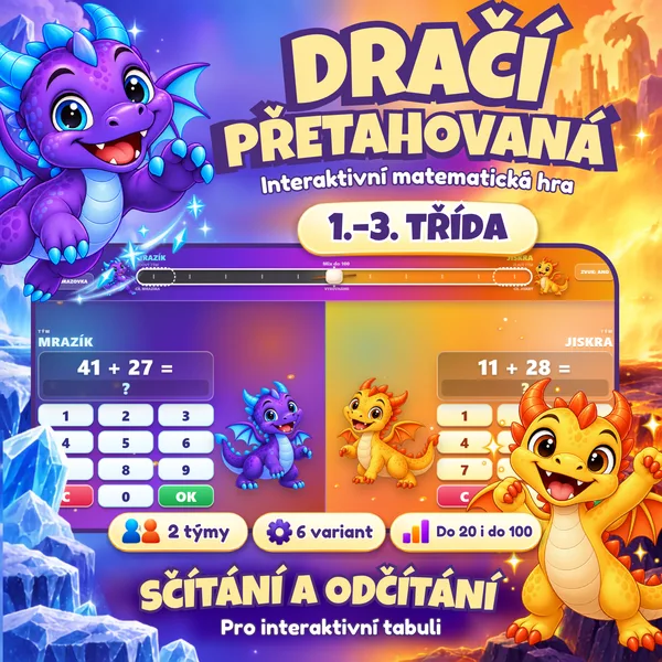🐉Sčítání a odčítání - Dračí přetahovaná – Interaktivní matematická hra🐉