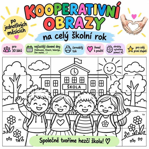 CELÝ ROK SPOLEČNĚ - Kooperativní obrazy pro 1. stupeň
