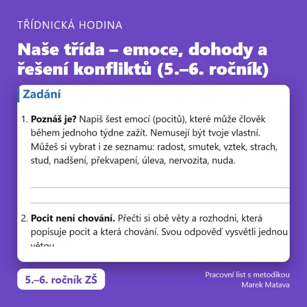 🤝 Naše třída – emoce, dohody a řešení konfliktů (5.–6.)