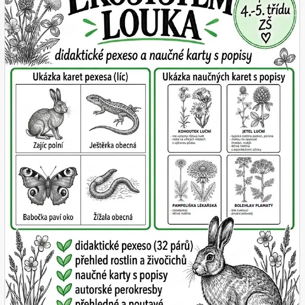 EKOSYSTÉM LOUKA - pexeso + poznávačka