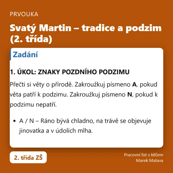 🍂 Svatý Martin – tradice a podzim (2. třída)