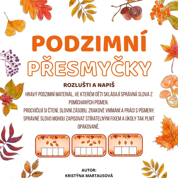 Podzimní přesmyčky - 70 podzimních slov 🍂