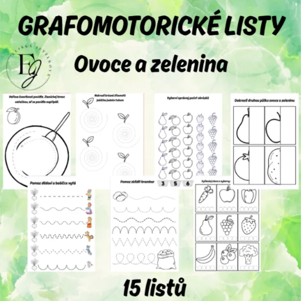 Grafomotorické listy - ovoce a zelenina