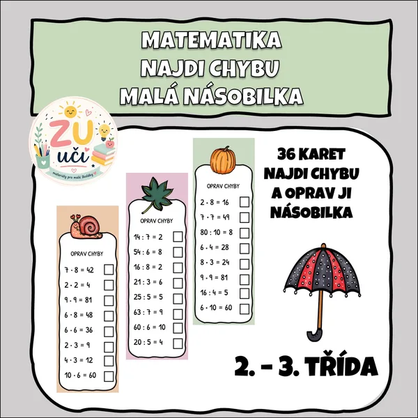 Najdi a oprav chybu - Malá násobilka