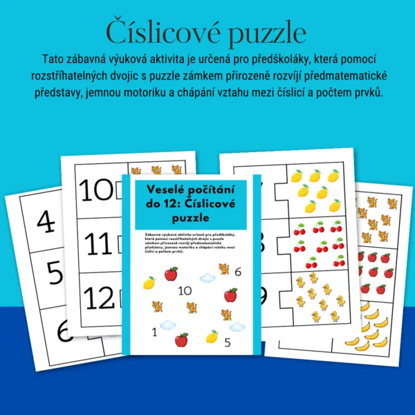Počítací puzzle: Čísla a množství (1–12)