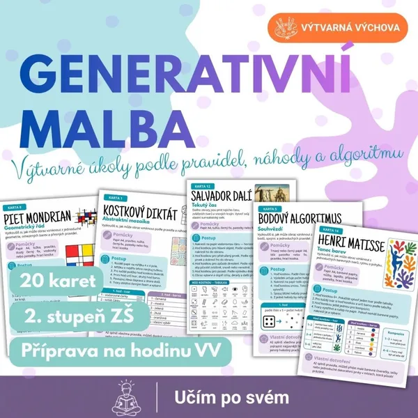 Generativní malba – 20 výtvarných karet podle pravidel, náhody a algoritmu