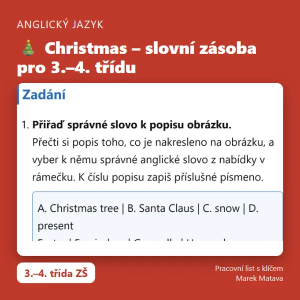 🎄 Christmas – slovní zásoba pro 3.–4. třídu