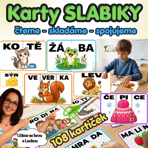SLABIKY - karticky půlené