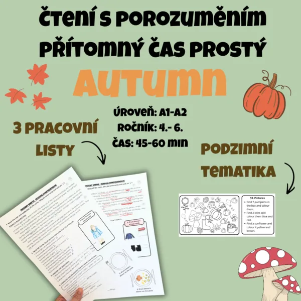 Čtení s porozuměním + přítomný čas prostý: Podzimní edice