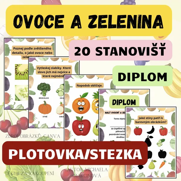 OVOCE A ZELENINA - (20 úkolů + diplom) - Velká plotovka/stezka