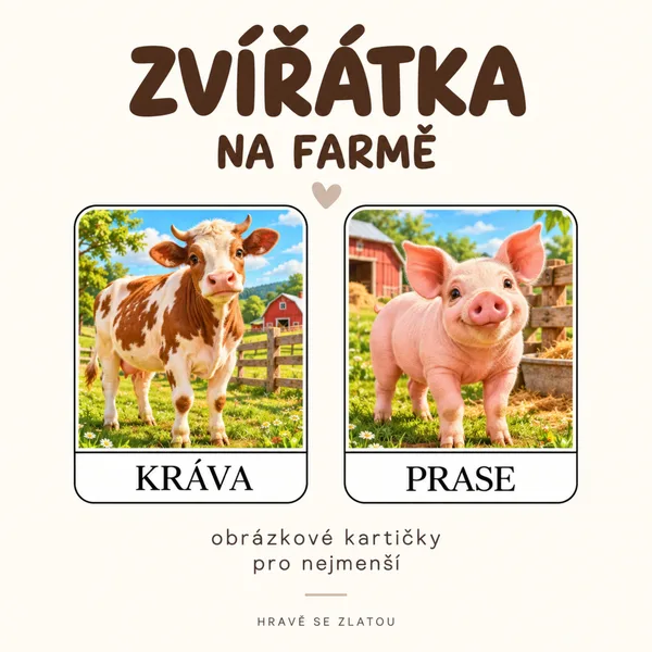 Zvířátka na farmě – obrázkové kartičky