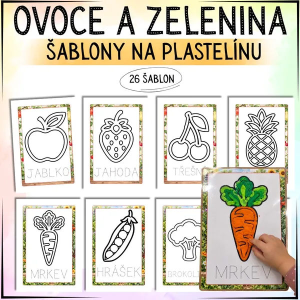 Šablony na plastelínu – ovoce a zelenina